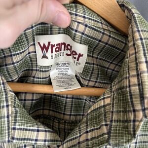 WRANGLER Rugged Wear Button Down Shirt Men's Sz 2XL Tan Plaid Outdoor‎ Workwear